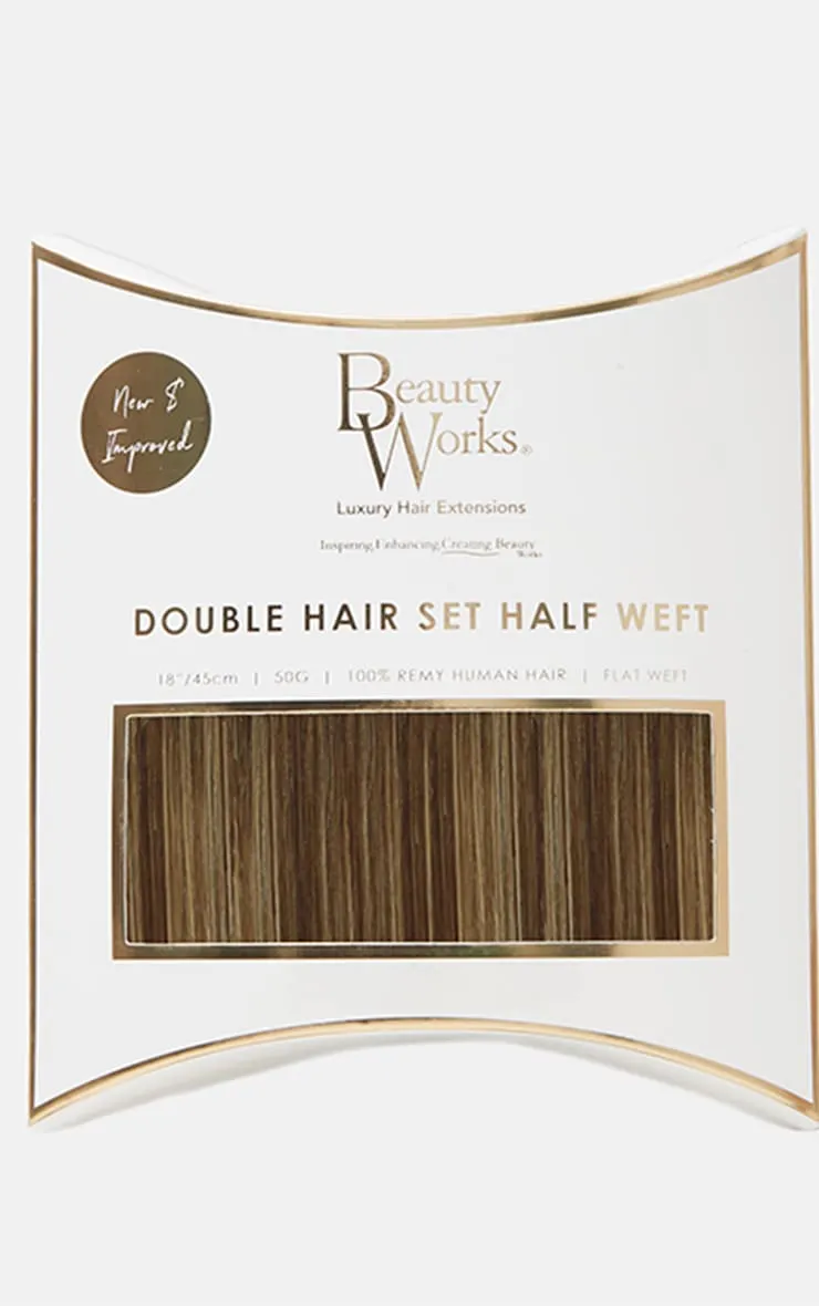 Beauty Works Double Hair Set Weft Clip In 18 Inch Mocha Melt 50 Grams sold by Pretty Little Thing