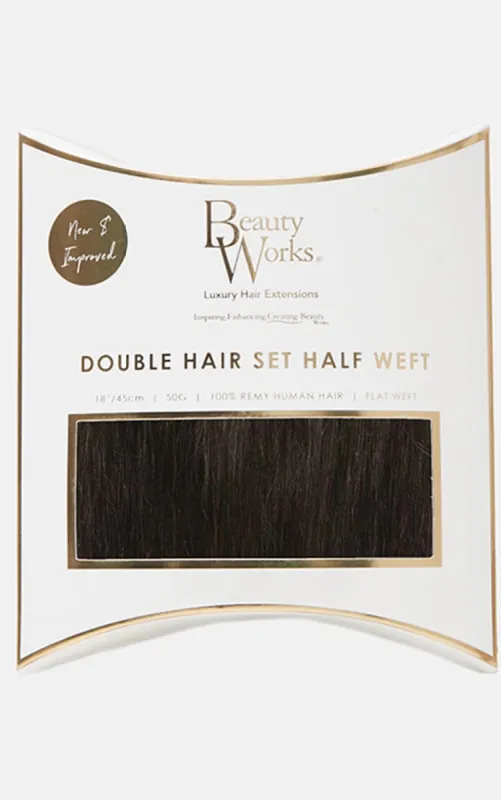 Beauty Works Double Hair Set Weft Clip In 18 Inch Raven 50 Grams sold by Pretty Little Thing