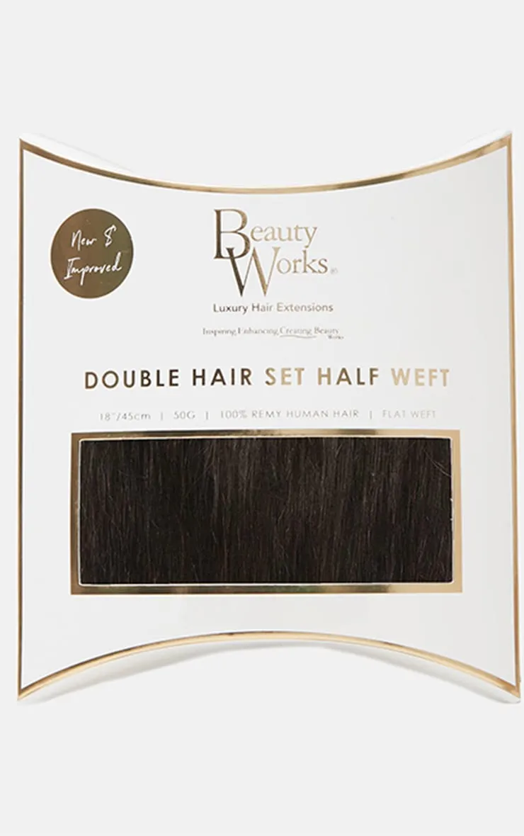 Beauty Works Double Hair Set Weft Clip In 18 Inch Raven 50 Grams sold by Pretty Little Thing