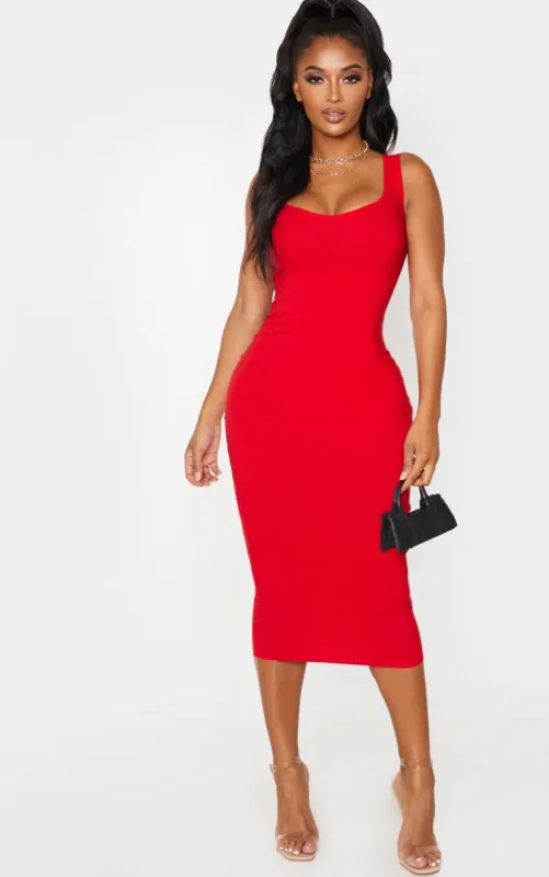 Shape Red Cup Detail Strappy Midi Dress sold by Pretty Little Thing
