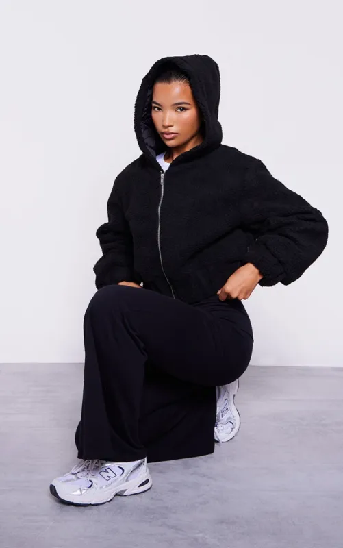 Black Borg Hooded Zip Through Jacket sold by Pretty Little Thing
