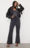 Black Satin Oversized Hooded Utility Bomber Jacket sold by Pretty Little Thing