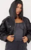 Black Satin Oversized Hooded Utility Bomber Jacket sold by Pretty Little Thing