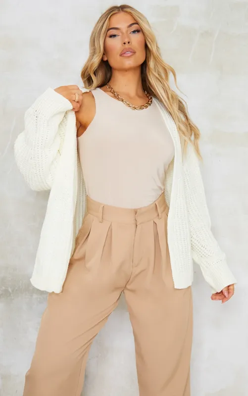 Cream Chunky Knit Slouchy Cardigan sold by Pretty Little Thing