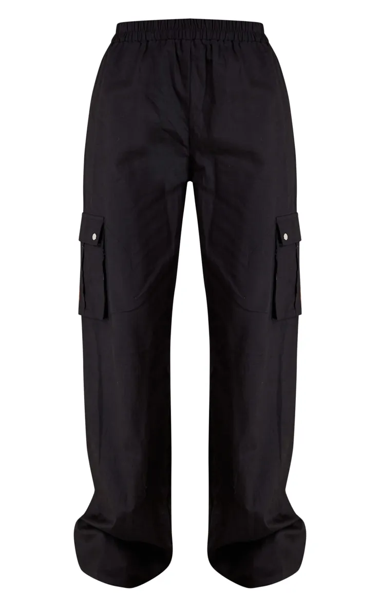 Black Wide Leg High Waisted Cargo Trousers sold by Pretty Little Thing product image thumbnail 5