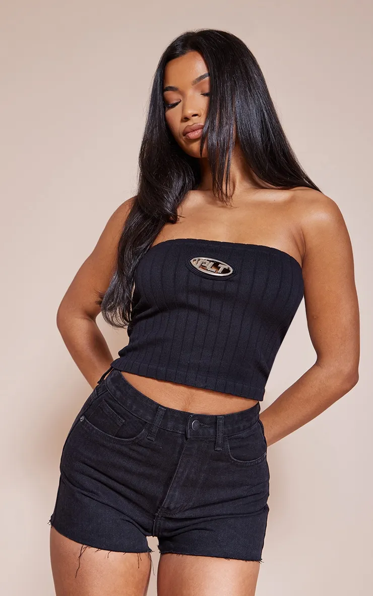 PRETTYLITTLETHING Washed Black Raw Hem Hotpants sold by Pretty Little Thing