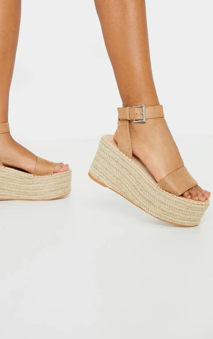 Tan Buckle Ankle Strap Flatform Espadrille Sandal sold by Pretty Little Thing product image thumbnail 2