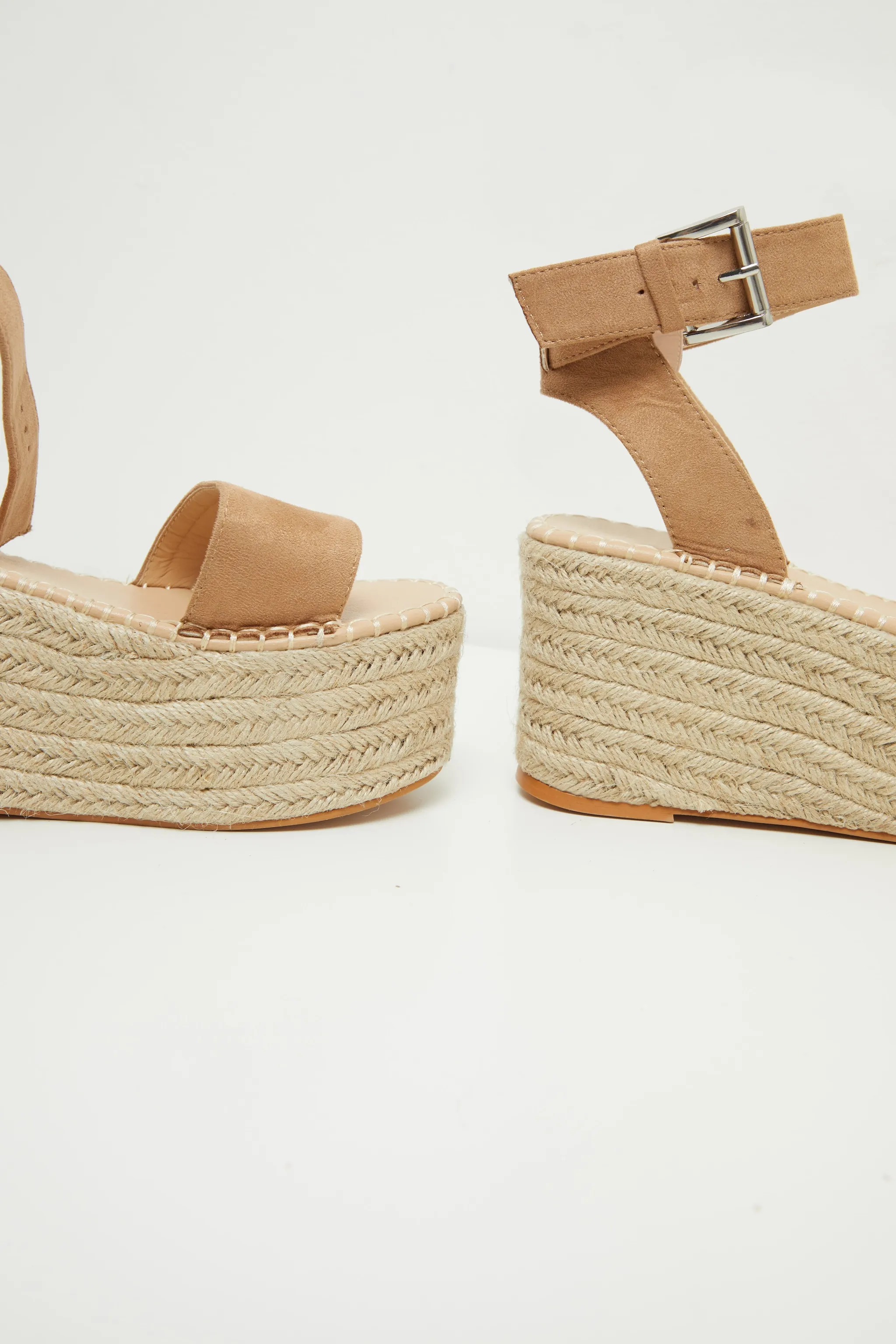 Tan Buckle Ankle Strap Flatform Espadrille Sandal sold by Pretty Little Thing product image thumbnail 4