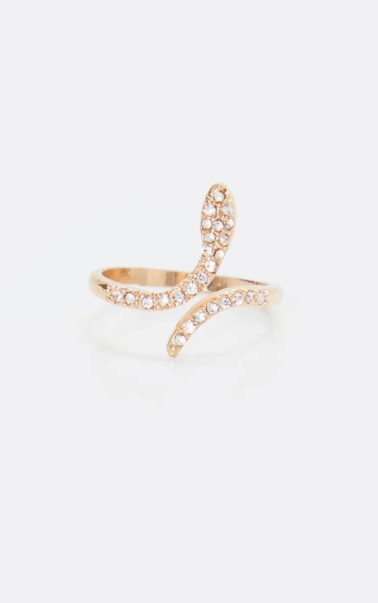 Gold Diamante Delicate Snake Ring sold by Pretty Little Thing