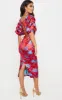 Red Floral Jacquard Lace Up Back Midi Dress sold by Pretty Little Thing
