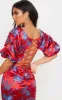 Red Floral Jacquard Lace Up Back Midi Dress sold by Pretty Little Thing
