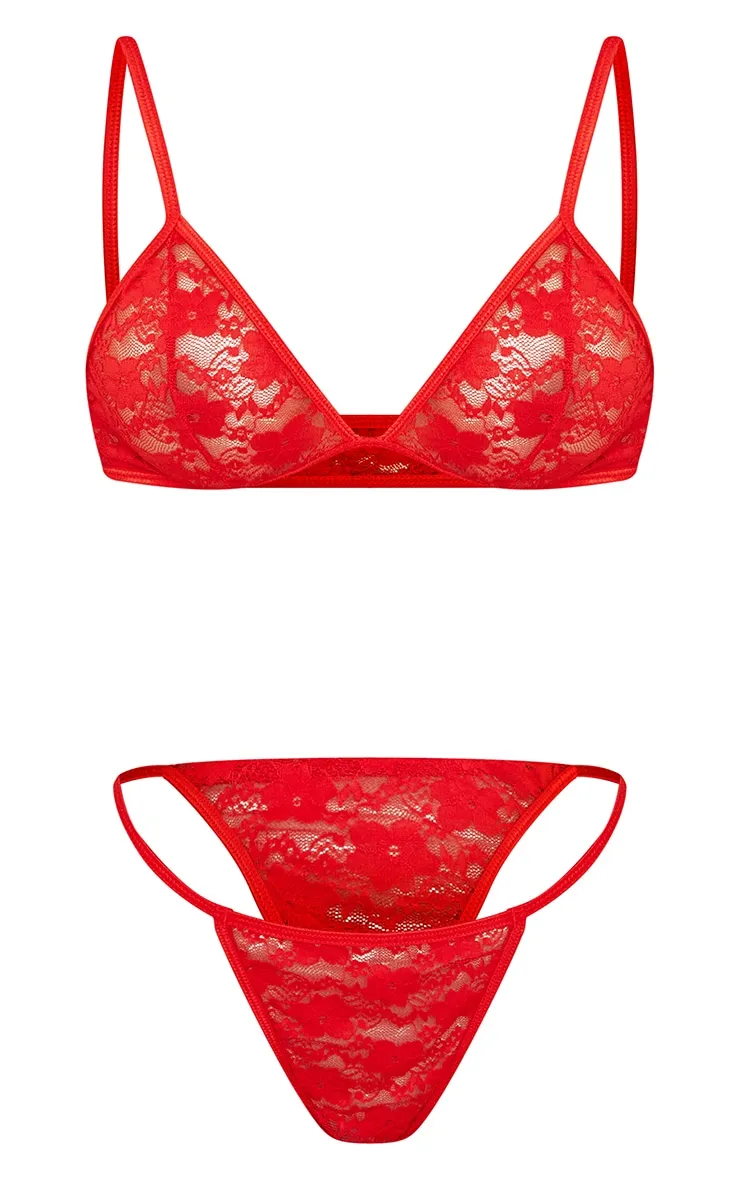 Red Basic Lace Lingerie Set sold by Pretty Little Thing product image thumbnail 5