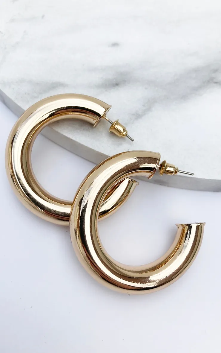 Gold Chunky Tubular Earrings sold by Pretty Little Thing product image thumbnail 3