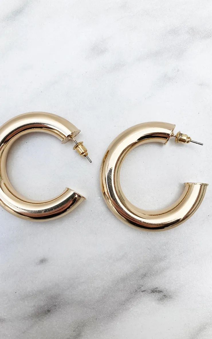 Gold Chunky Tubular Earrings sold by Pretty Little Thing product image thumbnail 4