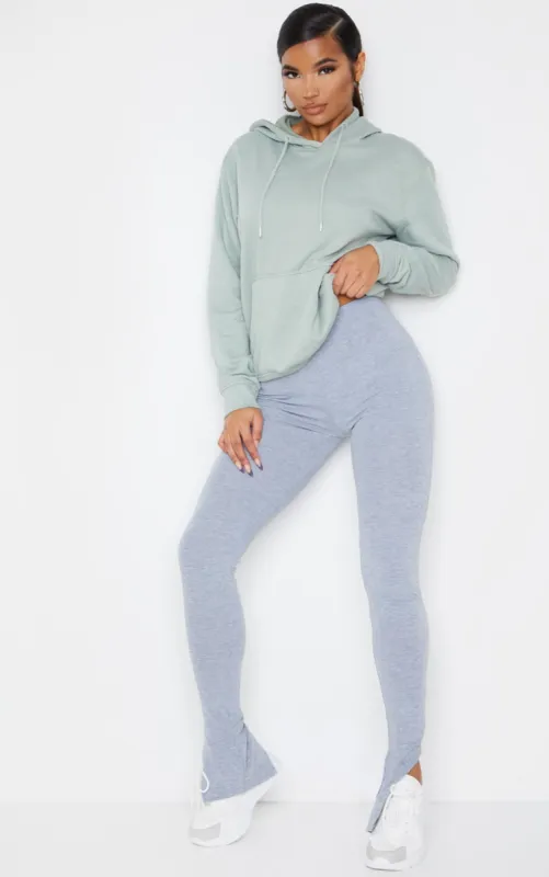 Grey Marl Basic Jersey Split Hem Leggings sold by Pretty Little Thing