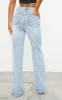 Light Blue Wash Ripped Split Hem Straight Leg Jeans sold by Pretty Little Thing