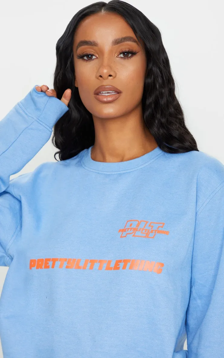 PRETTYLITTLETHING Blue Slogan Oversized Sweatshirt sold by Pretty Little Thing product image thumbnail 4