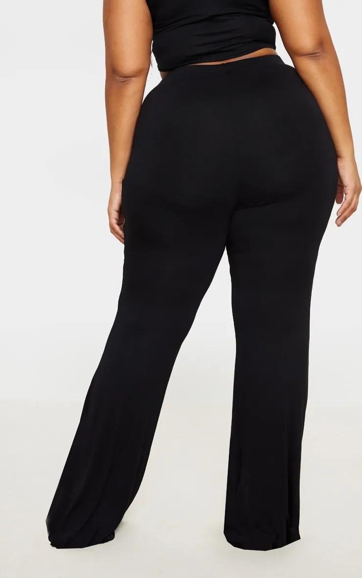 Plus Black Jersey Split Hem Flared Trousers sold by Pretty Little Thing product image thumbnail 3