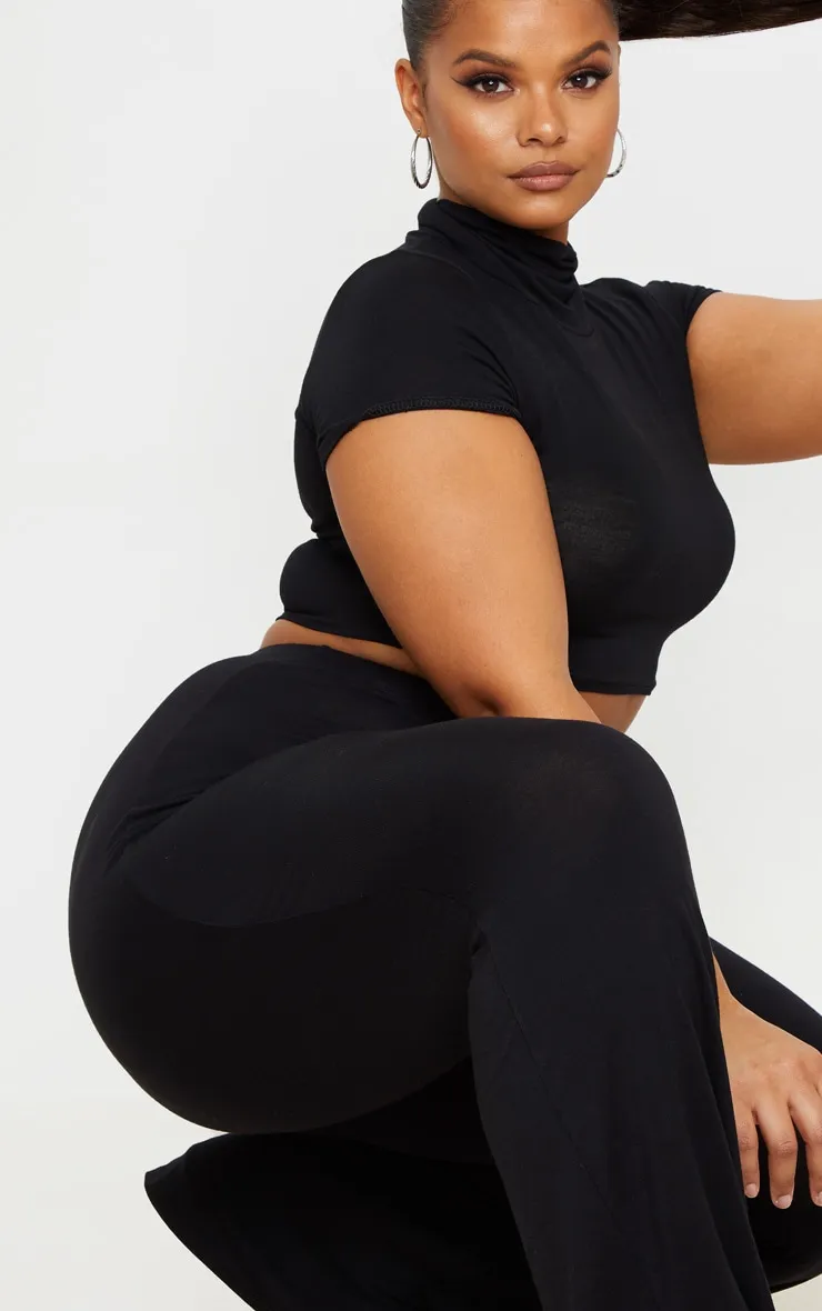 Plus Black Jersey Split Hem Flared Trousers sold by Pretty Little Thing product image thumbnail 4