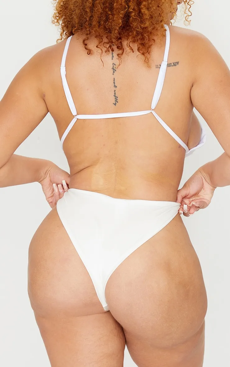 Plus White Mix & Match Super High Leg Brazilian Bikini Bottom sold by Pretty Little Thing product image thumbnail 3