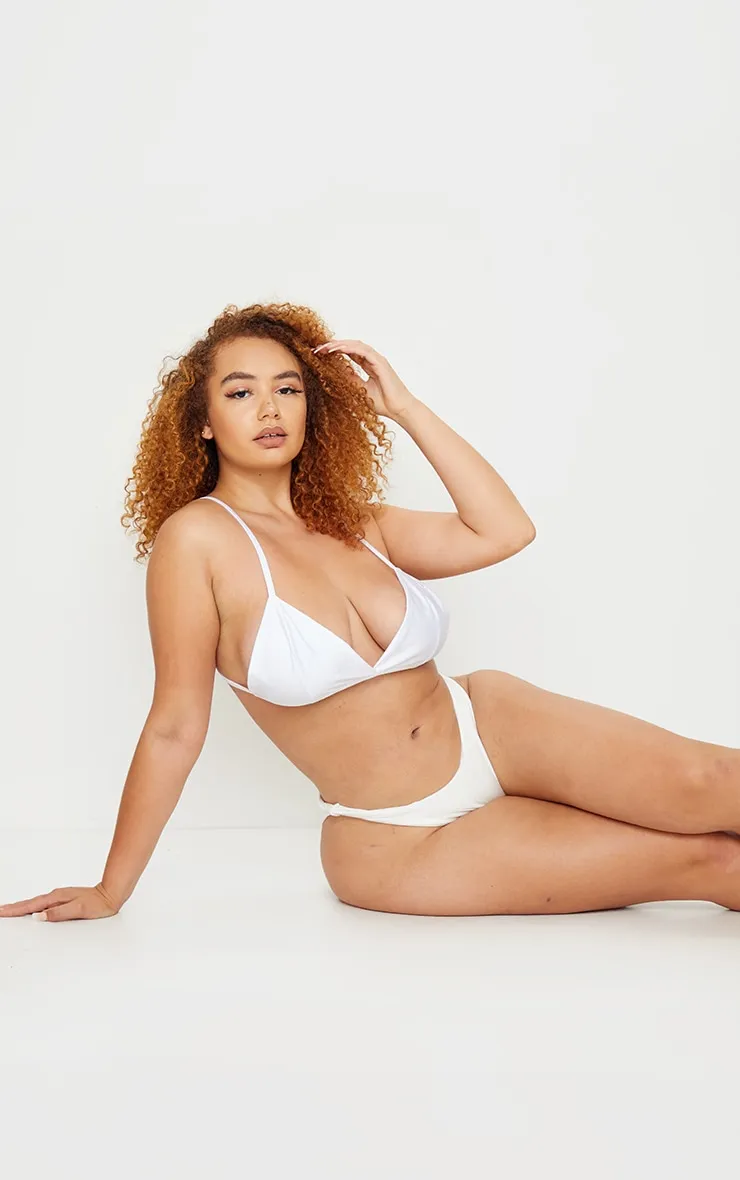 Plus White Mix & Match Super High Leg Brazilian Bikini Bottom sold by Pretty Little Thing product image thumbnail 4