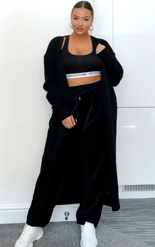 Plus Black Maxi Knitted Cardigan made by Pretty Little Thing