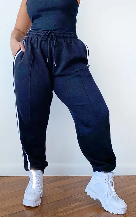 Plus Black Double Side Stripe Joggers sold by Pretty Little Thing product image thumbnail 2