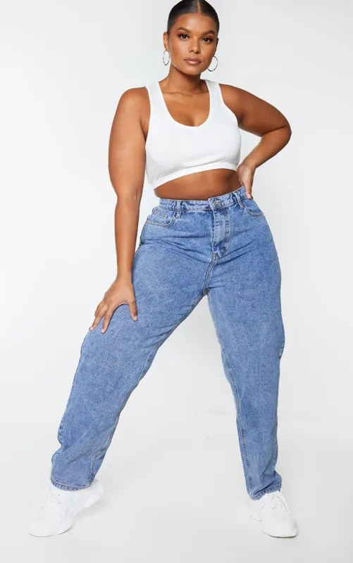 PRETTYLITTLETHING Plus Vintage Wash Mom Jeans sold by Pretty Little Thing