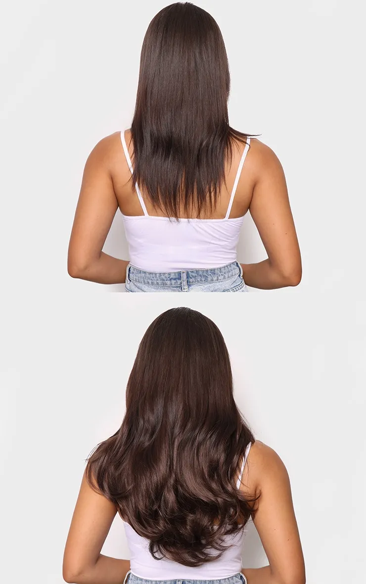 Lullabellz Super Thick 16" 5 Piece Blow Dry Wavy Clip In Hair Extensions Chocolate Brown sold by Pretty Little Thing product image thumbnail 4