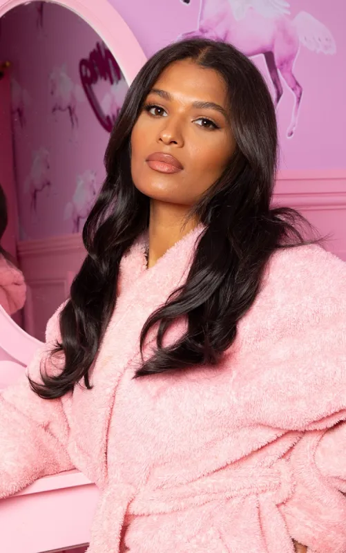 Lullabellz Super Thick 16" 5 Piece Blow Dry Wavy Clip In Hair Extensions Dark Brown sold by Pretty Little Thing