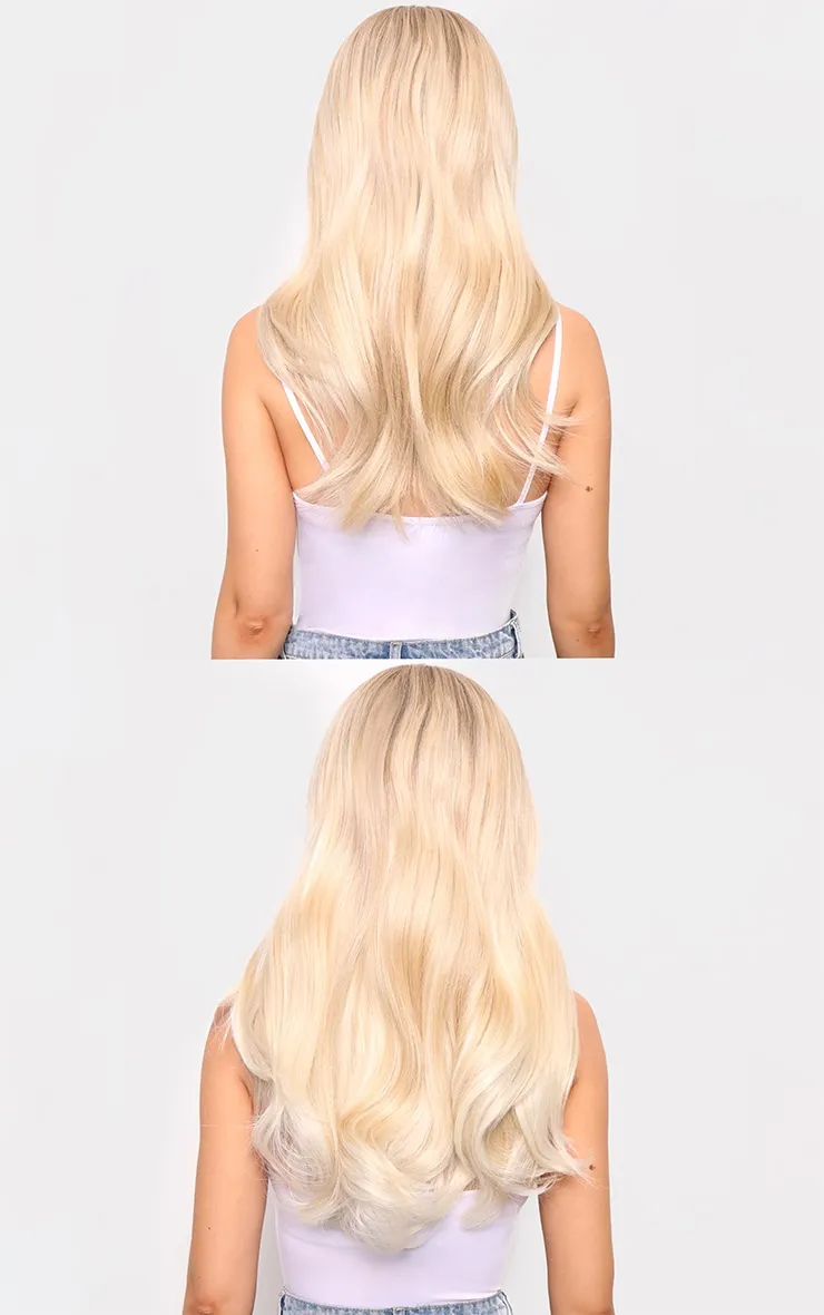 Lullabellz Super Thick 16" 5 Piece Blow Dry Wavy Clip In Hair Extensions Bleach Blonde sold by Pretty Little Thing product image thumbnail 4