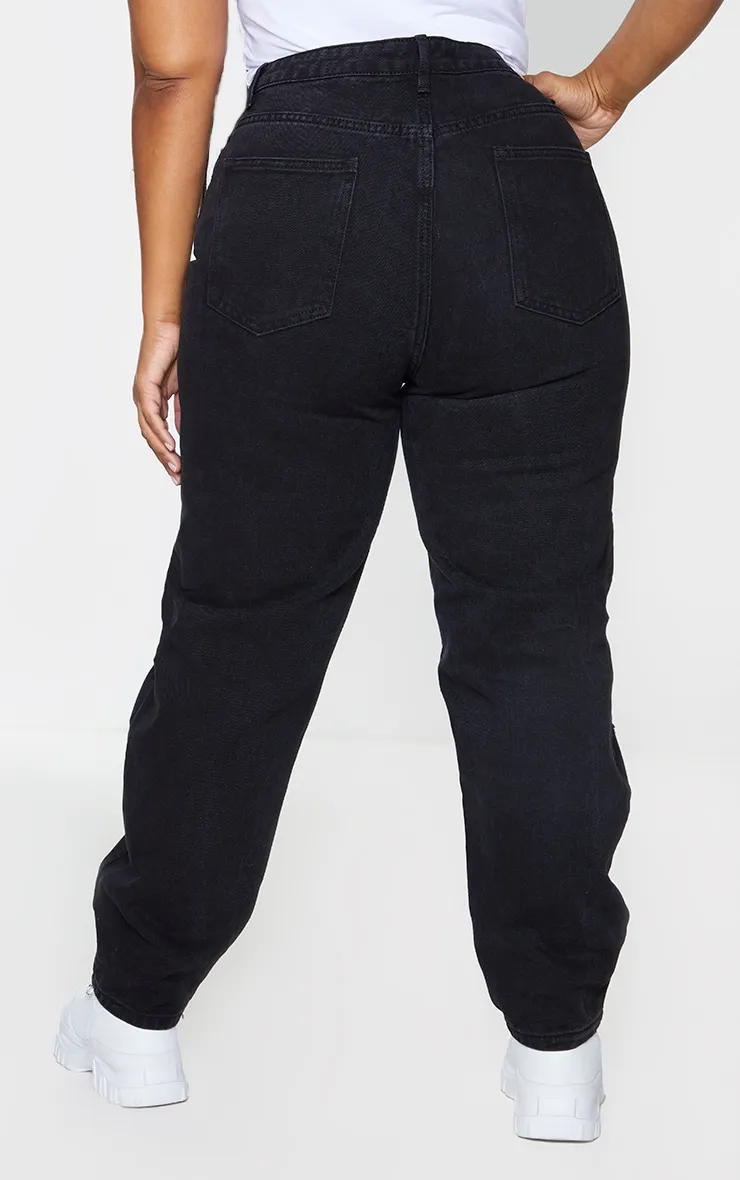 PRETTYLITTLETHING Plus Washed Black Knee Rip Mom Jeans sold by Pretty Little Thing product image thumbnail 3