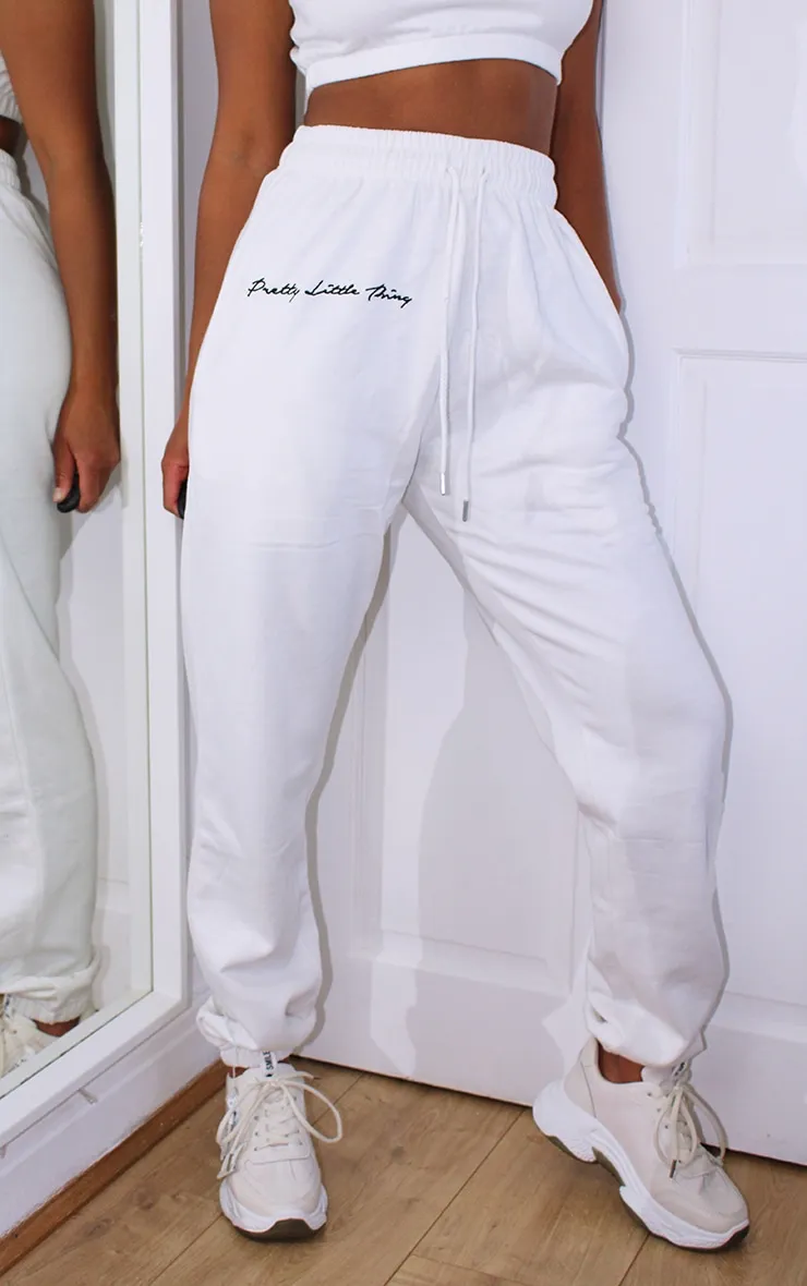 PRETTYLITTLETHING Petite White Embroidered Oversized Joggers sold by Pretty Little Thing product image thumbnail 2