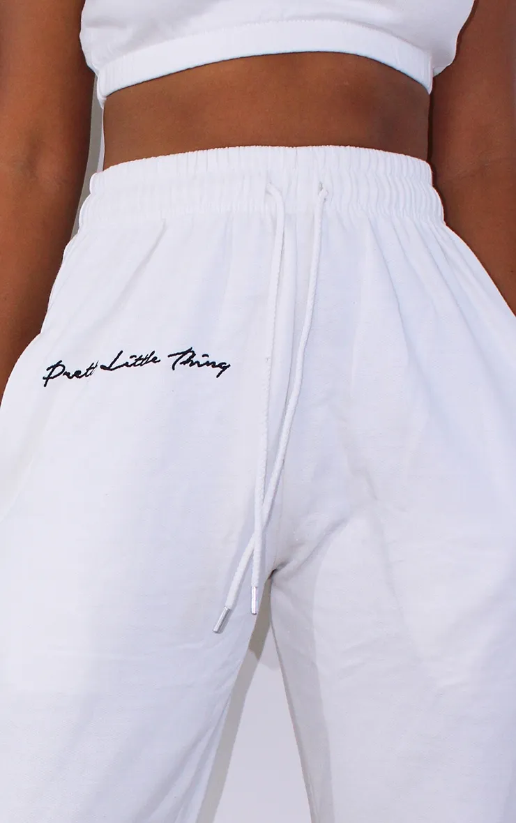 PRETTYLITTLETHING Petite White Embroidered Oversized Joggers sold by Pretty Little Thing product image thumbnail 4