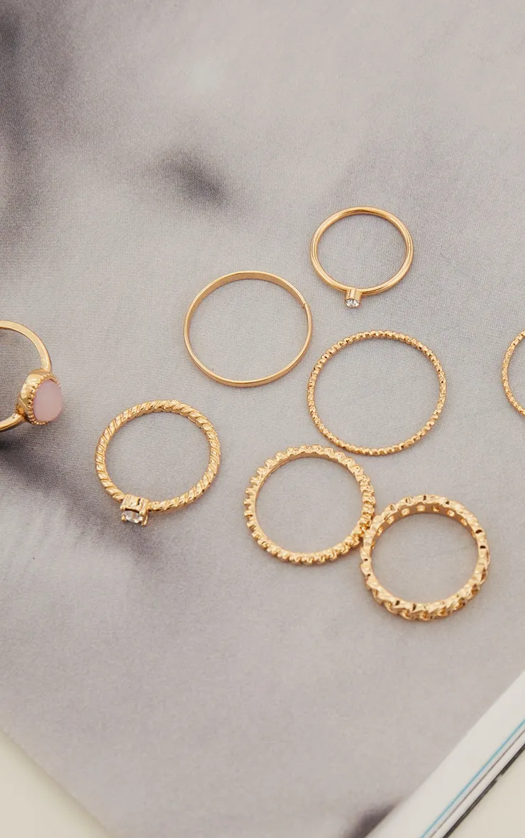 Gold Mixed Textured Ring 8 Pack sold by Pretty Little Thing product image thumbnail 2