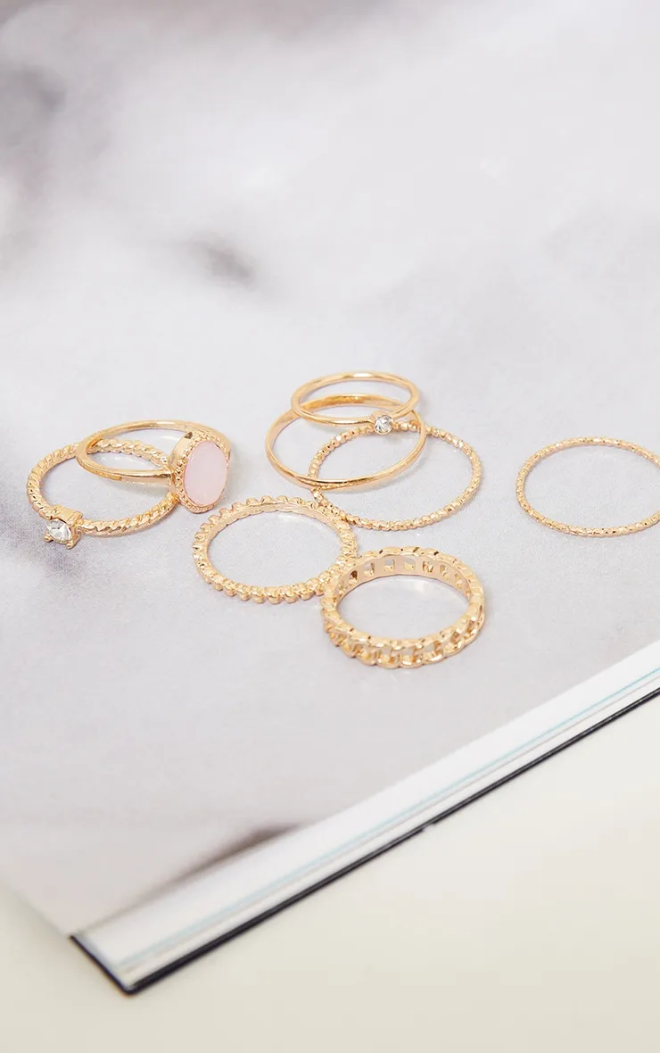 Gold Mixed Textured Ring 8 Pack sold by Pretty Little Thing product image thumbnail 3