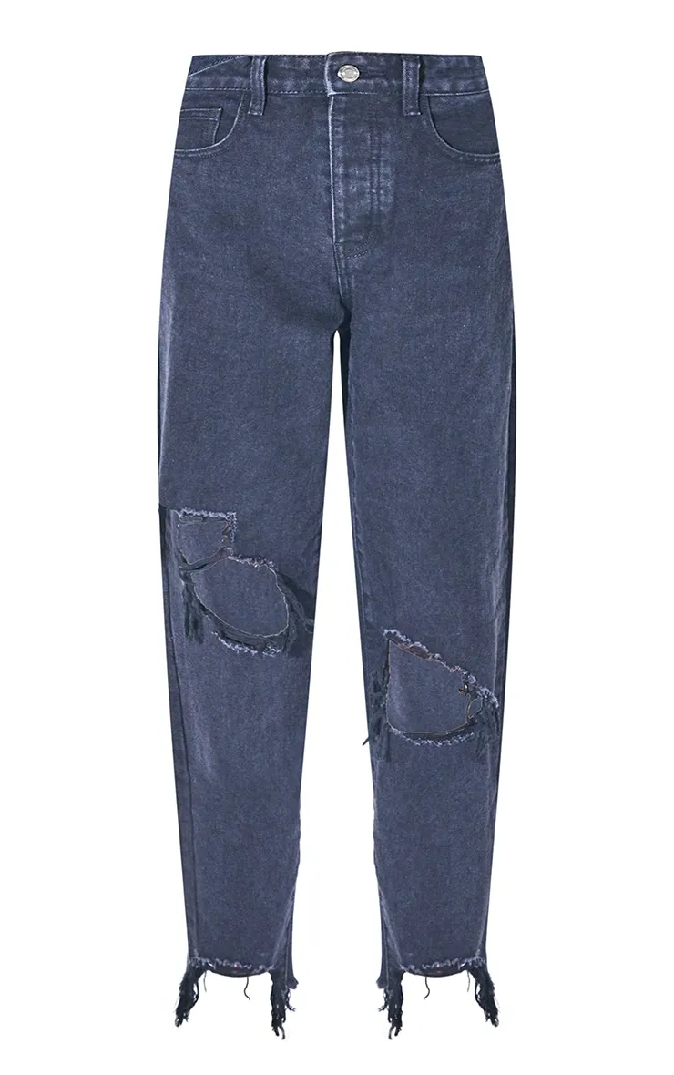 PRETTYLITTLETHING Washed Black Extreme Ripped Hem Boyfriend Jeans sold by Pretty Little Thing product image thumbnail 5