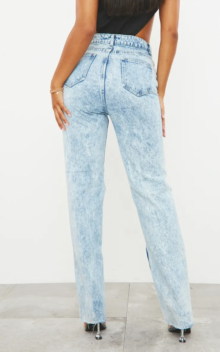 PRETTYLITTLETHING Acid Wash Ripped Long Leg Straight Jeans sold by Pretty Little Thing product image thumbnail 3