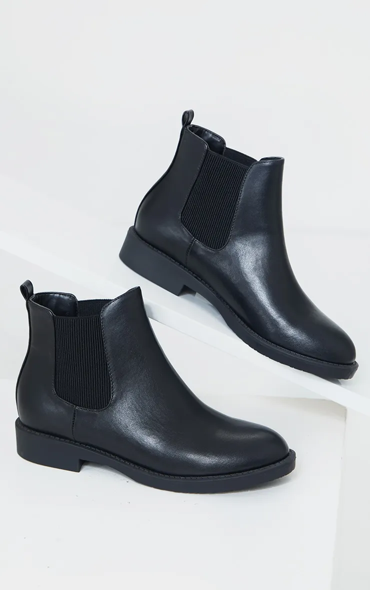 Black Faux Leather Basic Chelsea Ankle Boots sold by Pretty Little Thing product image thumbnail 3