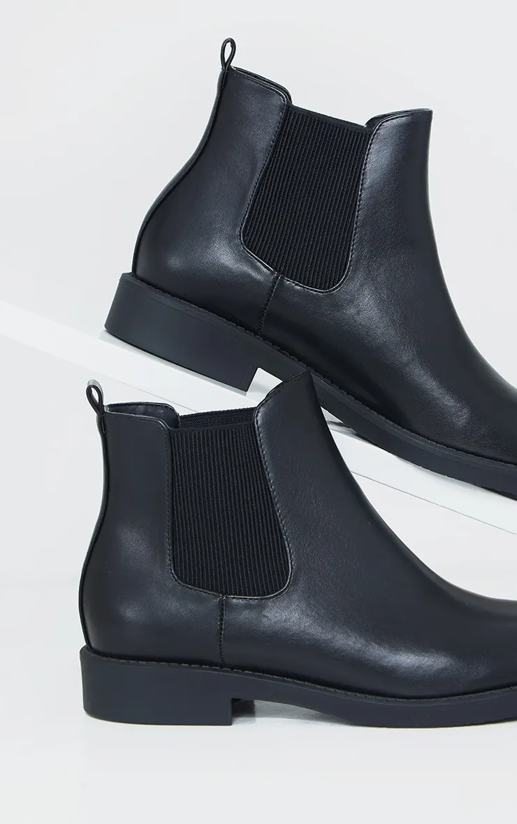 Black Faux Leather Basic Chelsea Ankle Boots sold by Pretty Little Thing product image thumbnail 4