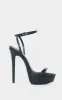 Black PU Platform Strappy High Heels sold by Pretty Little Thing