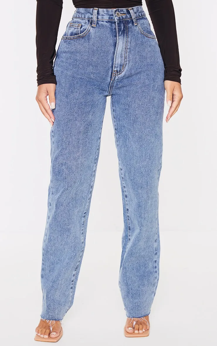PRETTYLITTLETHING Petite Vintage Wash Long Leg Straight Jeans sold by Pretty Little Thing product image thumbnail 2