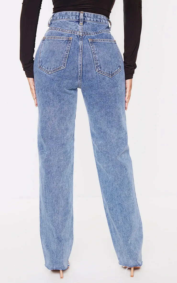 PRETTYLITTLETHING Petite Vintage Wash Long Leg Straight Jeans sold by Pretty Little Thing product image thumbnail 3