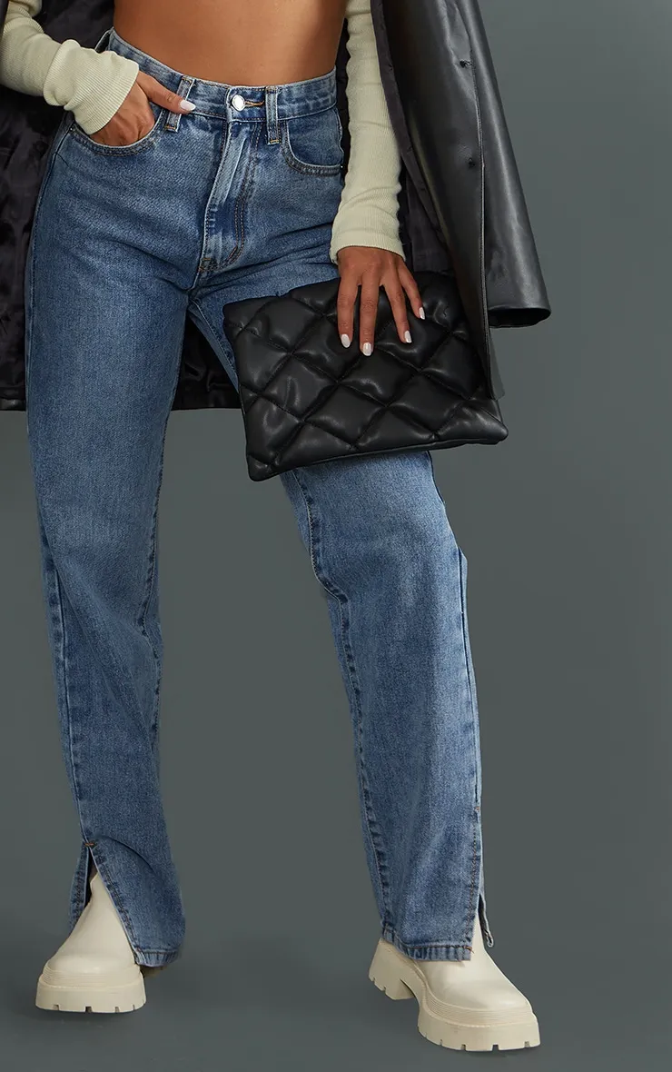 Petite Mid Blue Wash Split Hem Jeans sold by Pretty Little Thing product image thumbnail 4