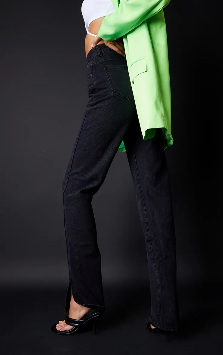 Tall Washed Black High Waist Split Hem Jeans sold by Pretty Little Thing product image thumbnail 3