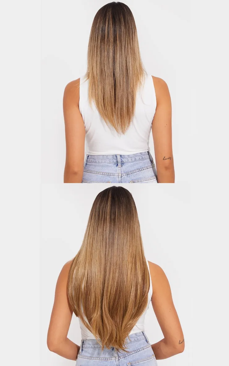 LullaBellz Super Thick 22'5 Piece Straight Clip In Hair Extensions Mellow Brown sold by Pretty Little Thing product image thumbnail 4