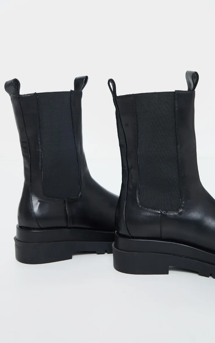 Black Calf High Chunky Chelsea Boot sold by Pretty Little Thing product image thumbnail 4