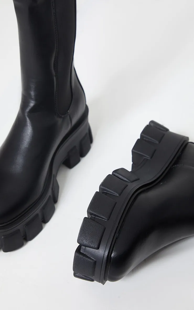 Black Extreme Chunky Sole Calf High Chelsea Boots sold by Pretty Little Thing product image thumbnail 4