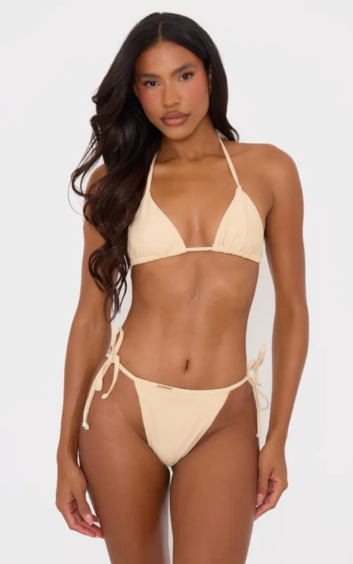 Cream Mix & Match Triangle Bikini Top sold by Pretty Little Thing