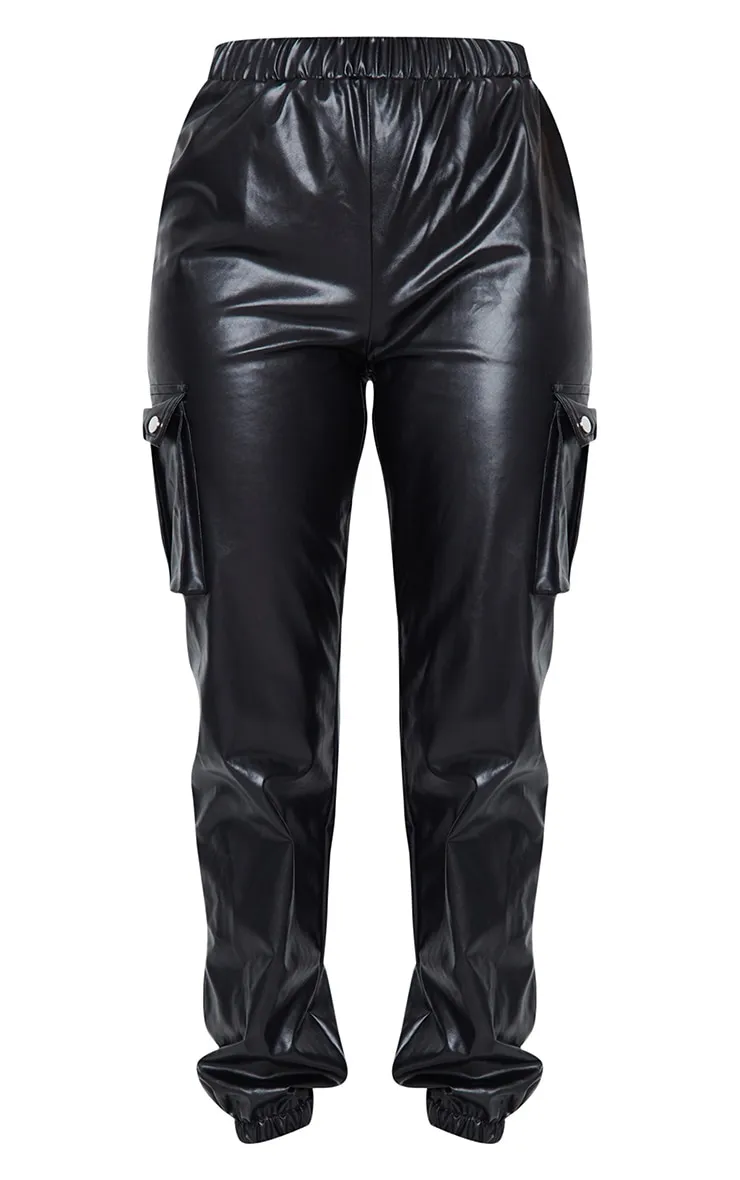 Black Faux Leather Cargo Trousers sold by Pretty Little Thing product image thumbnail 5